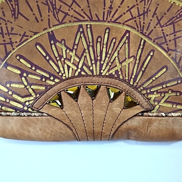 Zandra Rhodes Brown Faux Leather Handbag - Picture 4 of 11